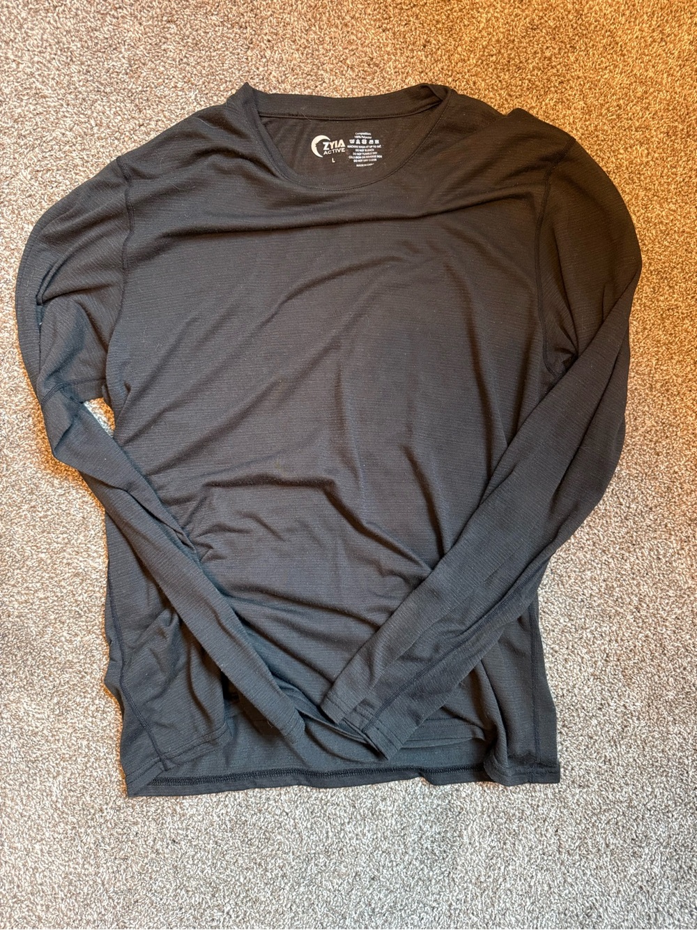 ZYIA Women's Long-Sleeve Crew Neck Top - Black